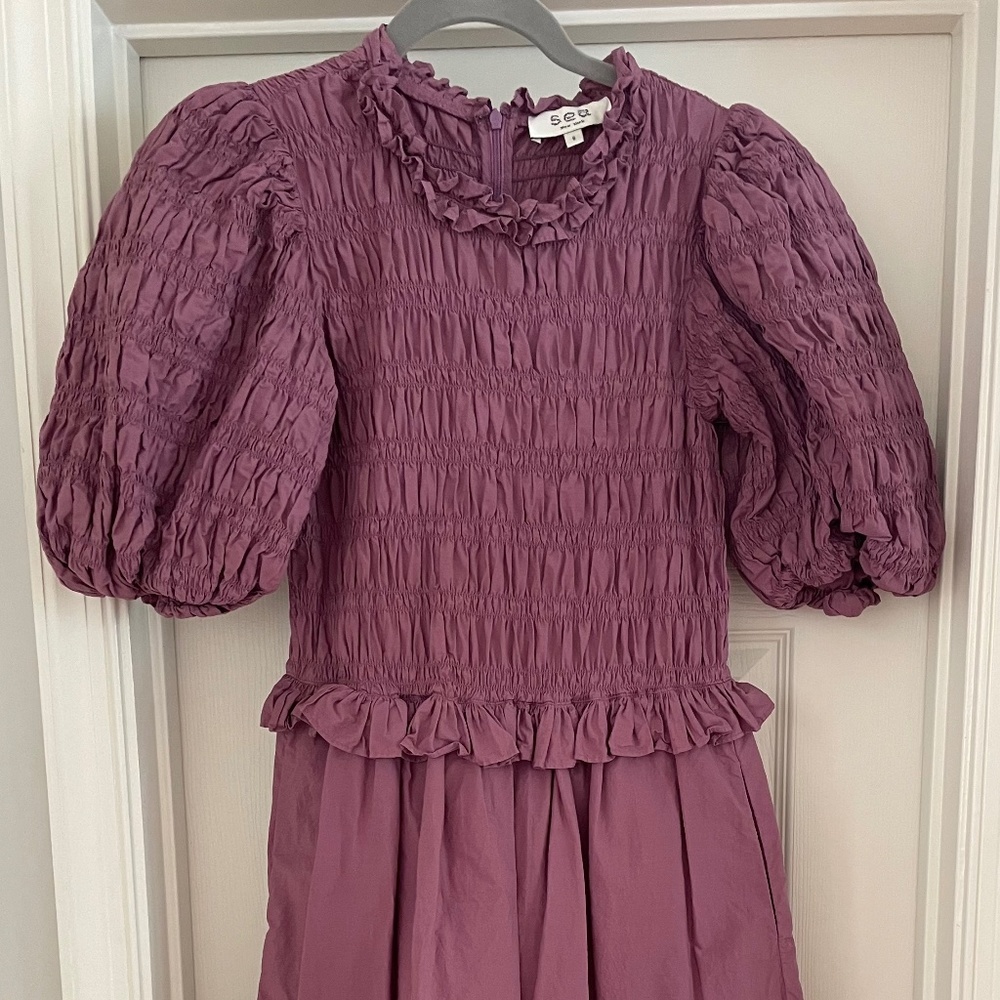 Sea New York Midi Dress Puff Sleeve Size 6 Small